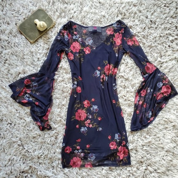 *HP* Polly & Esther Floral Sheer (with Slip) Dress - Picture 4 of 5